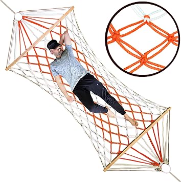 Büyük Boy Hamak Çift Katlı Kalın Örme İpli File Salıncak 110x200cm (Ürün Rengi Stok Durumuna Değişkenlik Gösterir)