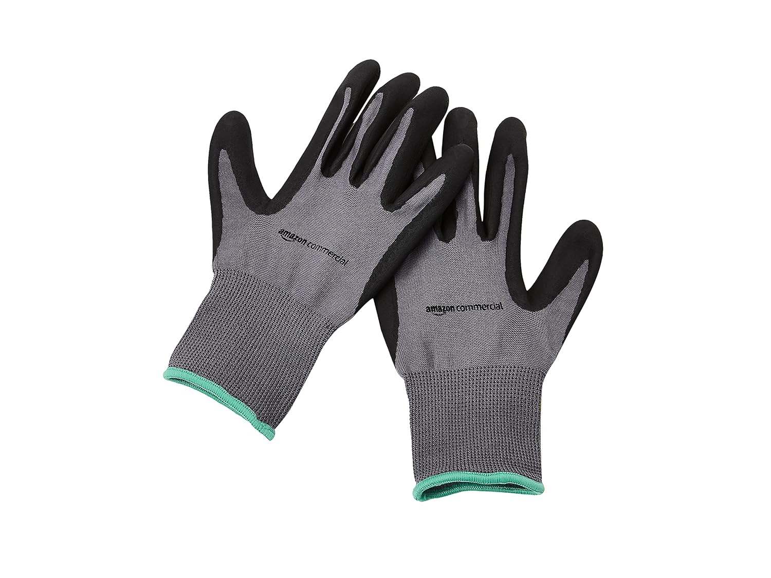AmazonCommercial 13G Nylon & Foam Nitrile Gloves (Grey/Black), Size M, 6 Pairs