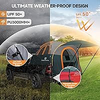 Vista 4 de Umbrauto Tienda de campaña para cama de camioneta con toldo: 6.4-6.7 pies PU3000mm impermeable Tiendas de campaña para camioneta con puerta trasera