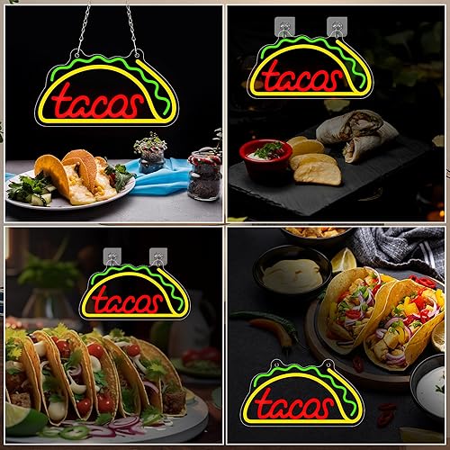 Miniatura 7 de Tacos - Letreros de neón para decoración de pared, luces de barra de tacos de neón para dormitorio, letreros de negocios de neón adecuados para
