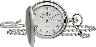 Charles-Hubert, Paris 3974-W Classic Collection Analog Display Japanese Quartz Pocket Watch