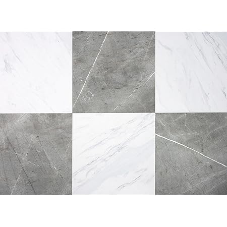 FloorPops 12-in by 12-in Grey & White Marble Bonneville Peel & Stick Floor Tiles