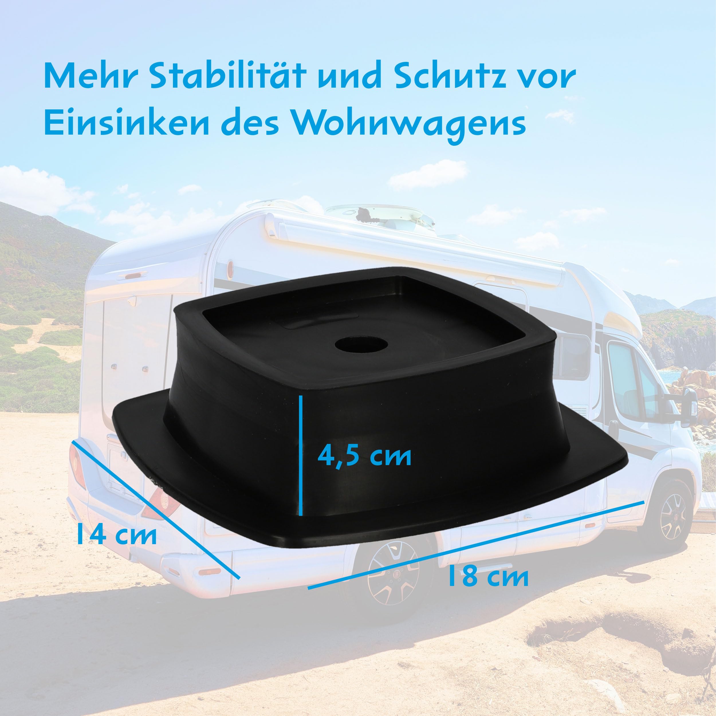Cartrend Caravan Stützplatten für Wohnwagen, Wohnmobile, Tische, Trittstühle, stapelbar, 4 Stück, eiche