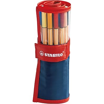 Stabilo Point 88 Fineliner Pens, 0.4 mm - 25-Color Rollercase Set