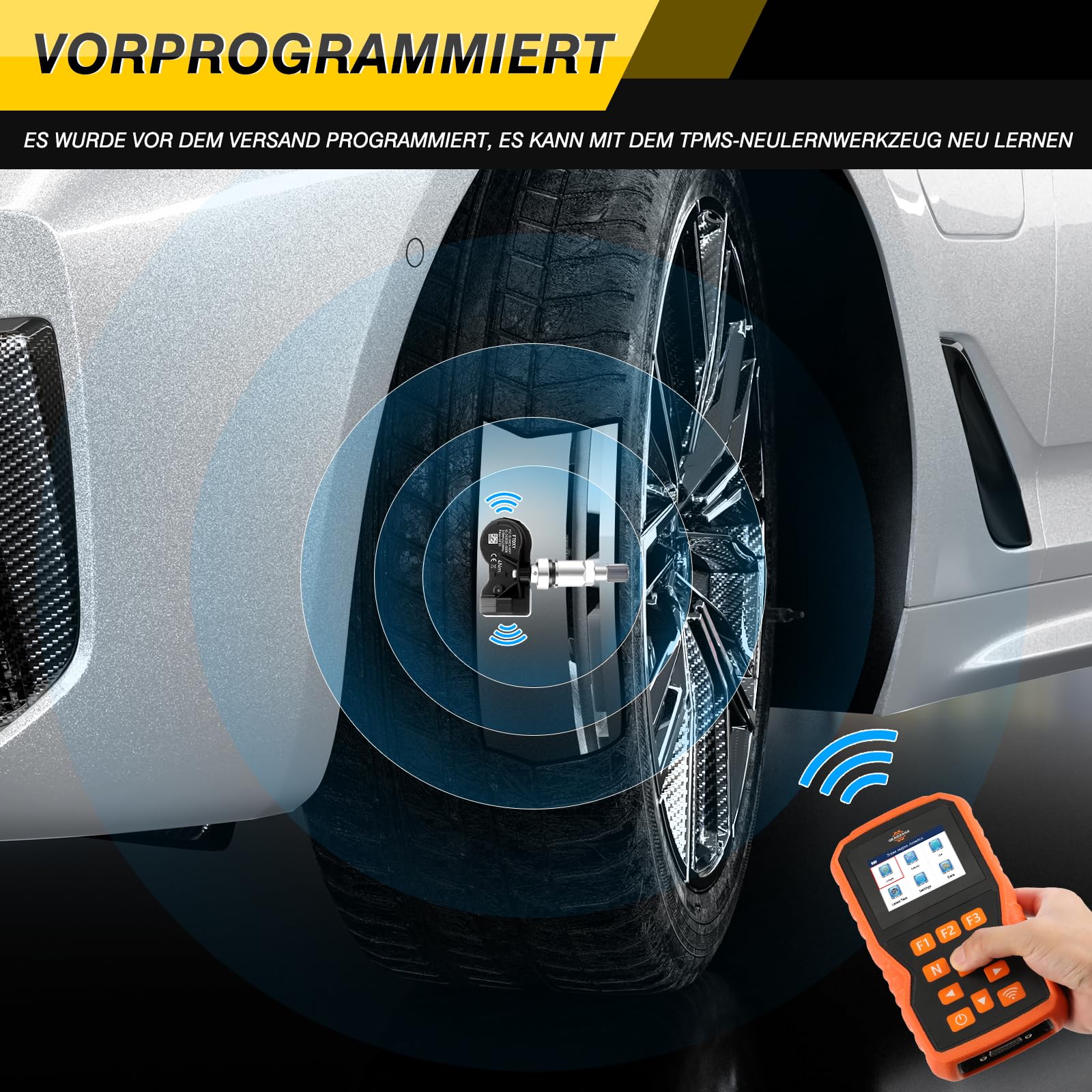 czujnik ciśnienia w oponach wieloprotokołowy TPMS Sensor RDKS Pasuje do Forda Focus F-150 Explorer Mustang Kuga dla prawie wszystkich modeli EV6T1A180DB EV6T1A180CB EV6T1A150CB, 4 sztuki