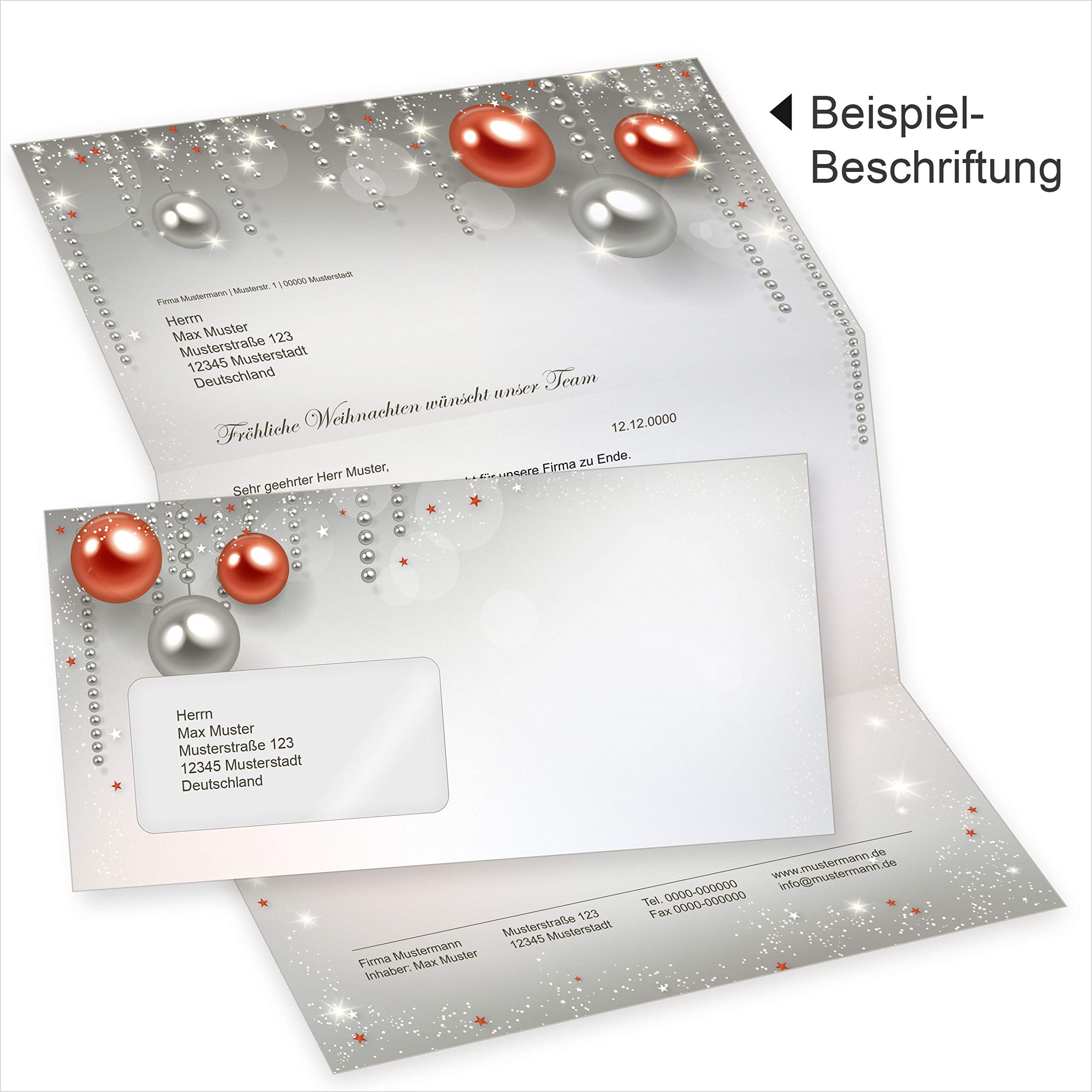 Gala Design 250 Sets Weihnachtsbriefpapier mit Fensterumschlag Briefpapier Weihnachten mit Umschlag mit Fenster