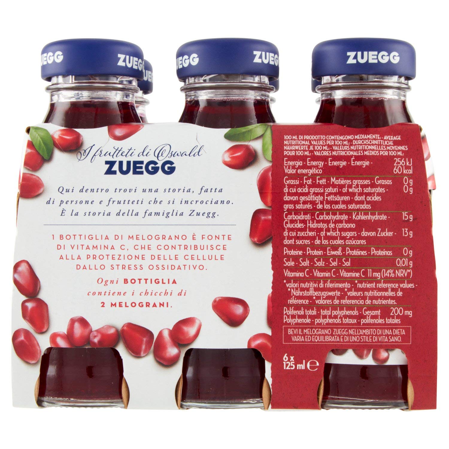Zuegg - Jus de Grenade - 4 paquets de 6 pièces de 125 ml [24 pièces, 3 l]