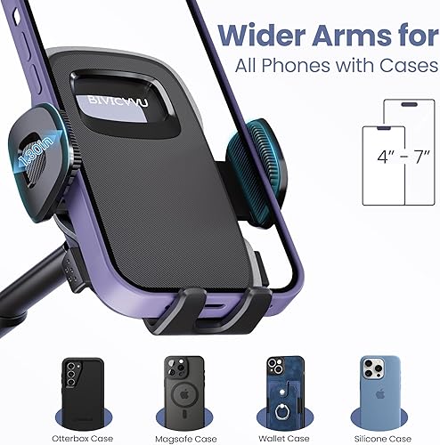 Miniatura 7 de Soporte de teléfono para automóvil, soporte para teléfono para parabrisas de salpicadero de automóvil, brazo telescópico ajustable de 360 (4.8-7