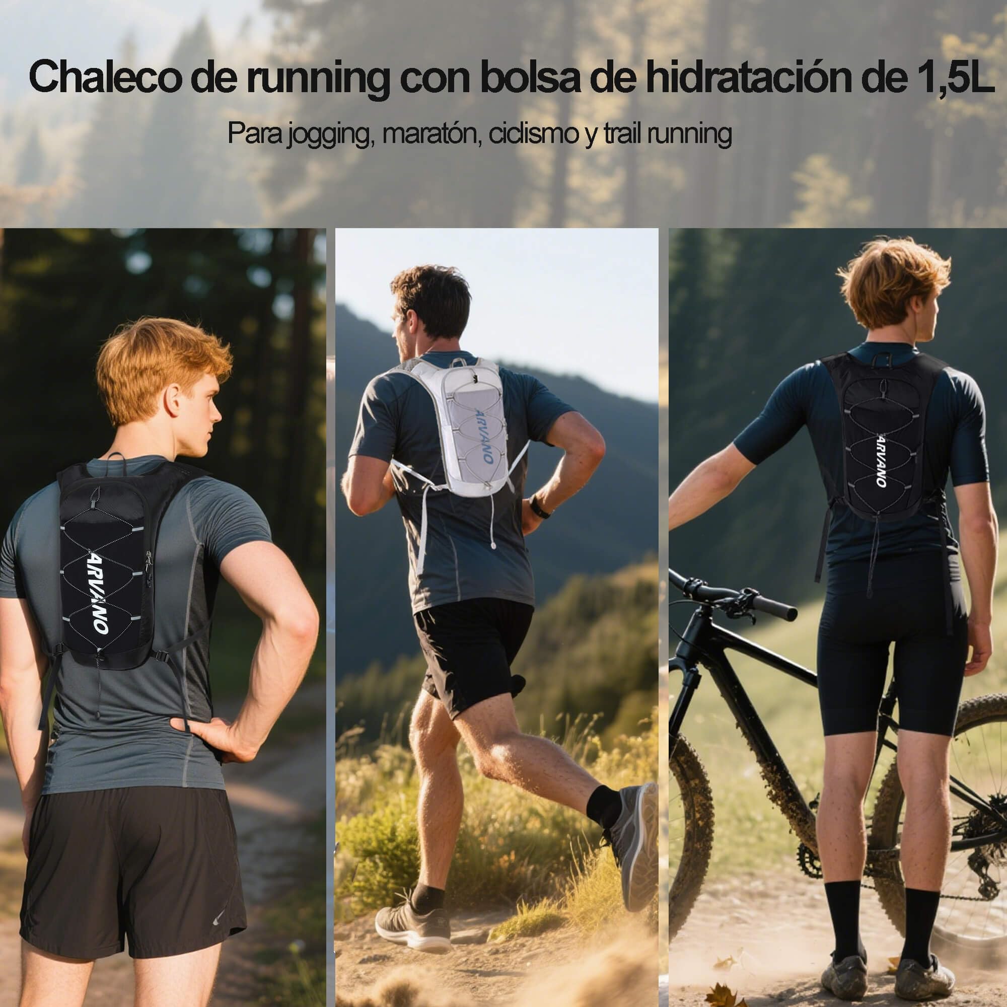Chaleco de Hidratación para Trail Running Mochila Correr con Bolsa de Agua de 1.5L, Ligera y Transpirable 5L Mochila de hidratación para Maratón Ciclismo