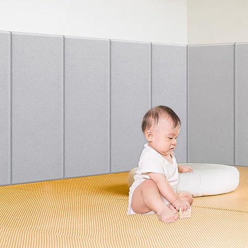 Miniatura 5 de 12 calcomanías de felpa para pared, cabecero tapizado para despegar y pegar, 23.6 x 11.8 pulgadas, acolchado de pared anticolisión, panel de pared