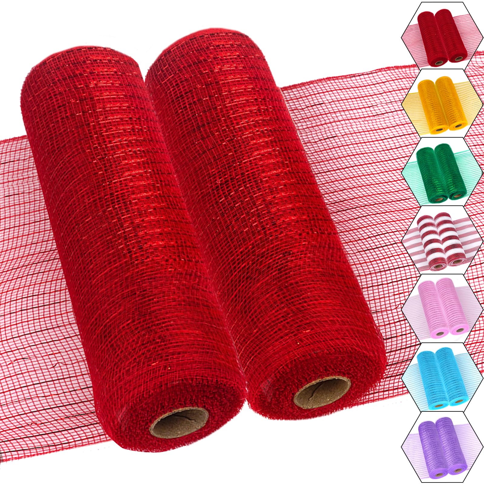 Snapklik.com : Red 10 Inch Deco Mesh Ribbon, Decorative Mesh Roll For ...