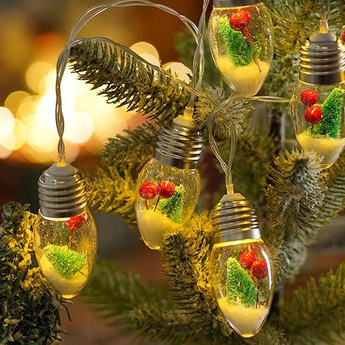 Miniatura 9 de HFXXAD Guirnalda de luces de globo de nieve para árbol de Navidad de 26 pies, 20 bombillas LED transparentes para dormitorio, boda, decoración de