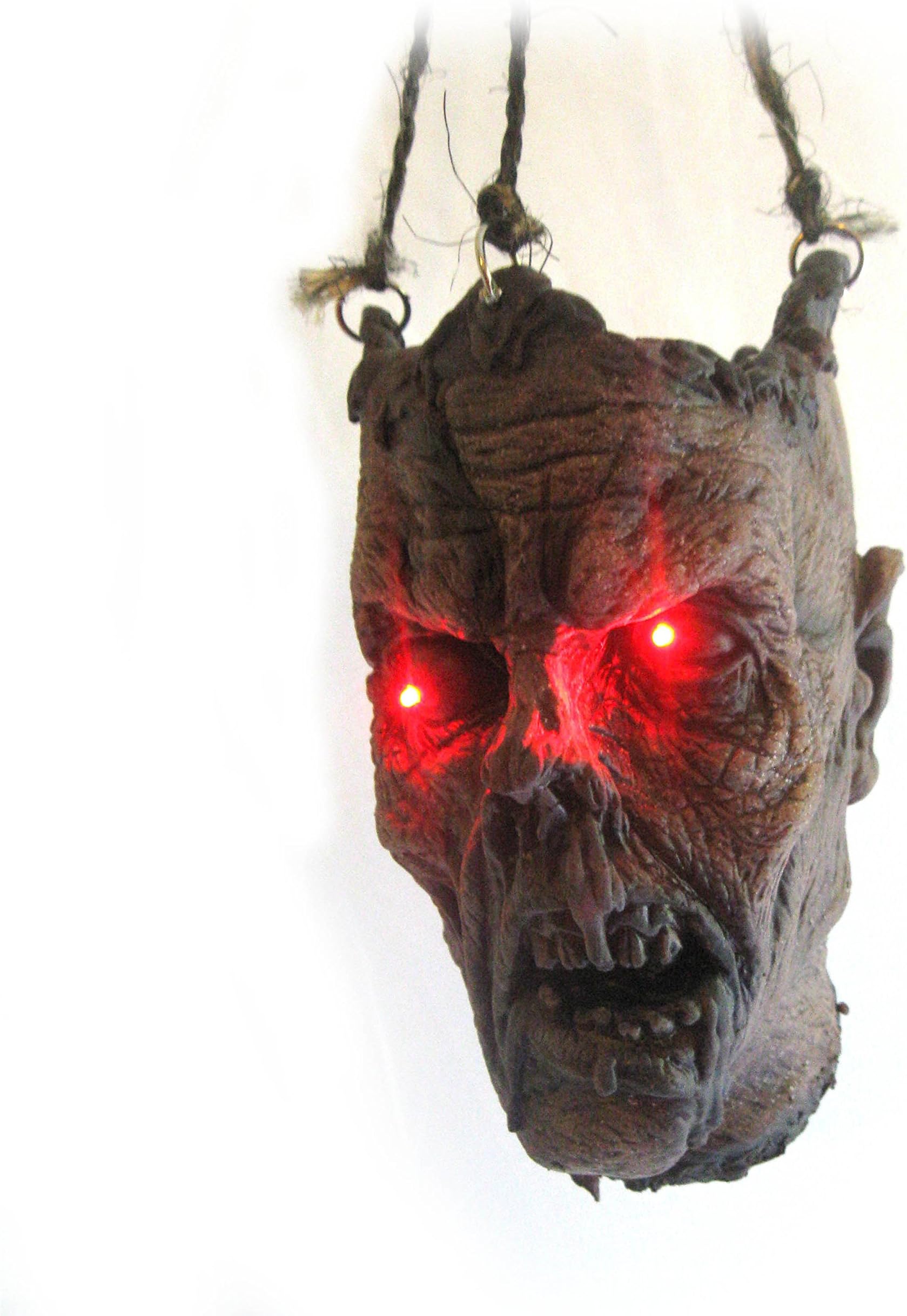 Lifesize Lighted Eyes Zombie Head Hanging Halloween Party Haunted House Prop