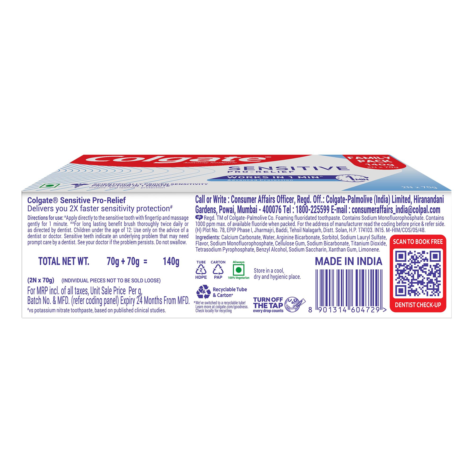 Colgate Sensitive Pro Relief Toothpaste, Tooth Paste With Pro Argin Formula for Sensitivity Relief, 140gm (Combo Pack Offer) product image 9