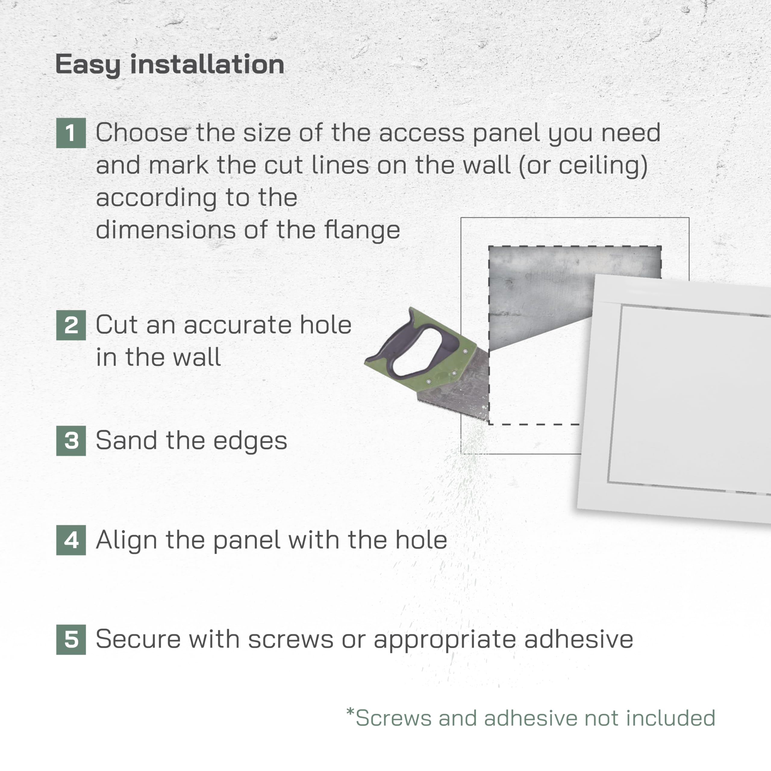 Vent Systems 6" x 6" Inch / 150 x 150 mm White Plastic Plumbing Access Panel - Image 4