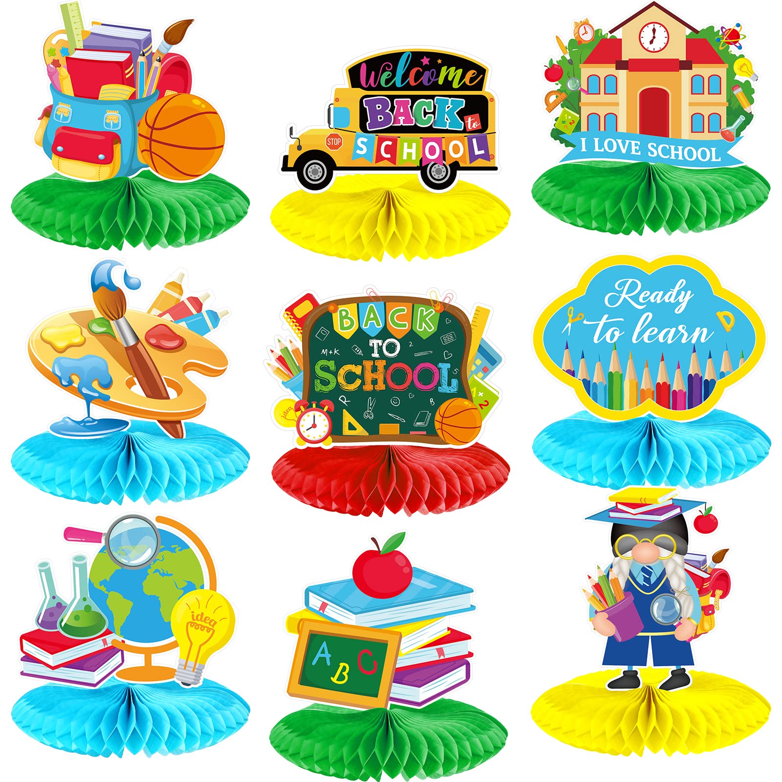 Mimorou Pieces Welcome Back To School Honeycomb Centerpiece Reusable ...