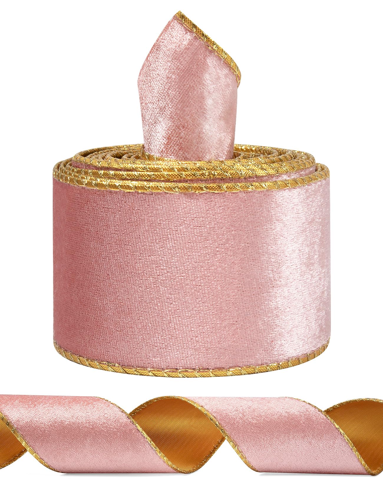 Amazon.co.jp: SIMISI RIBBONピンクベルベットリボン ワイヤー入り