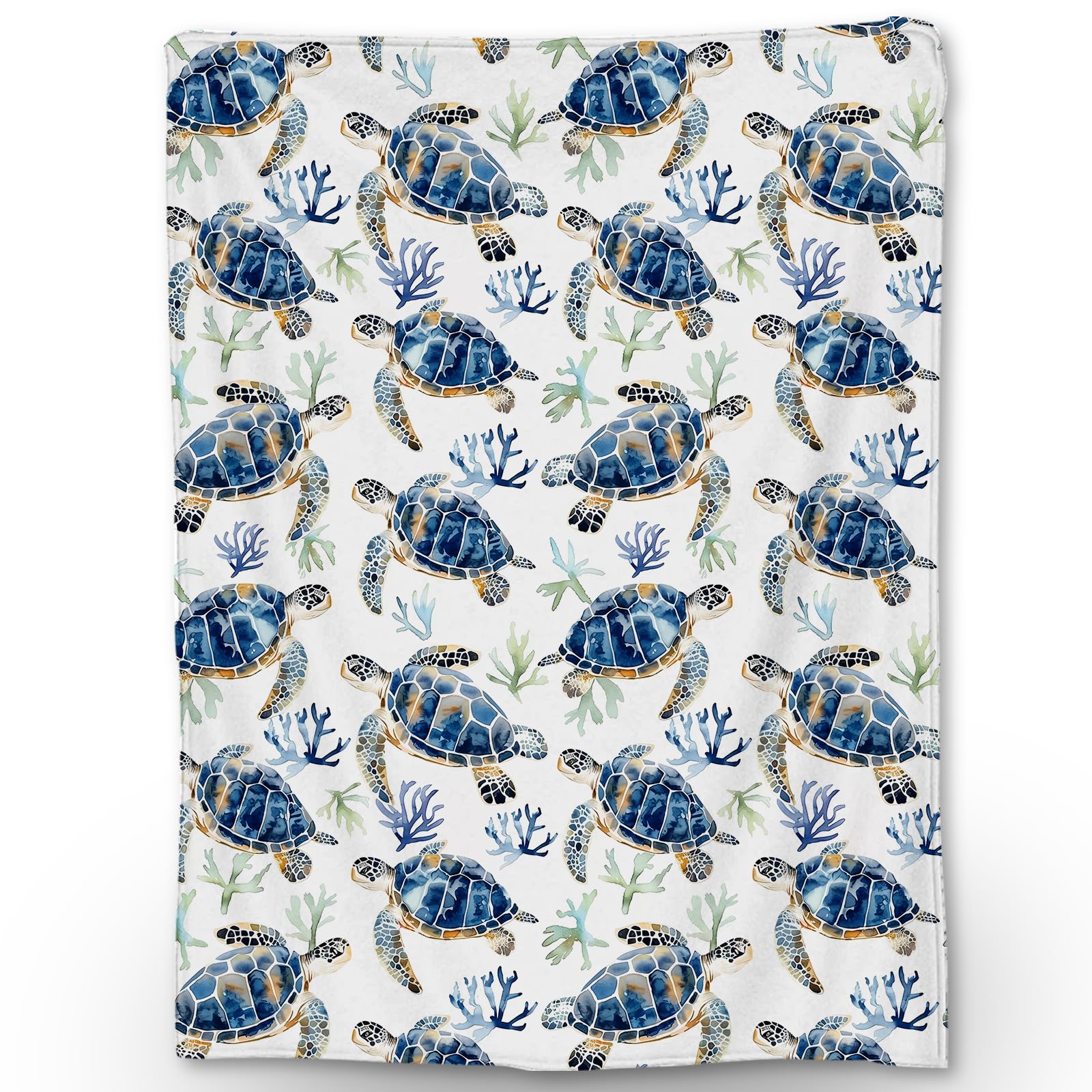 Ti Caldi Watercolor Sea Turtle Blanket, Soft Flannel Throw Blanket for Couch, Bed, Travel, Living Room & Home Decor, Cozy Lightweight Warm Fluffy