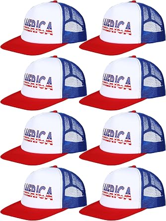 Xtinmee America Hats Bulk - White Red Blue 250 Patriotic Hat for 4th of July Independence Men Trucker