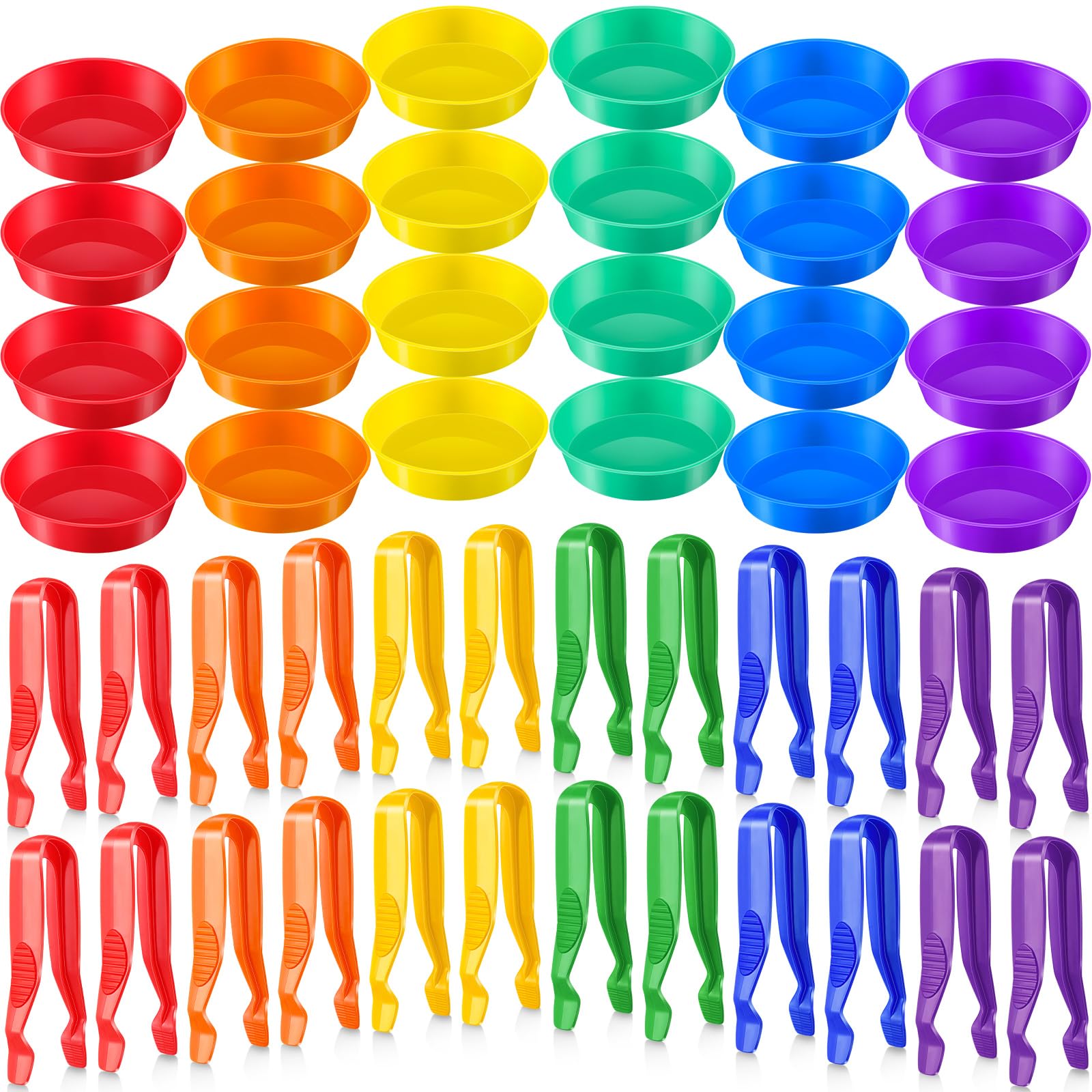 Sonwyoung 48 Pcs Sorting Bowls and Tweezers for Preschool Counting and Sorting Toy Early Math and Fine Motor Skills Stem Sets Gift