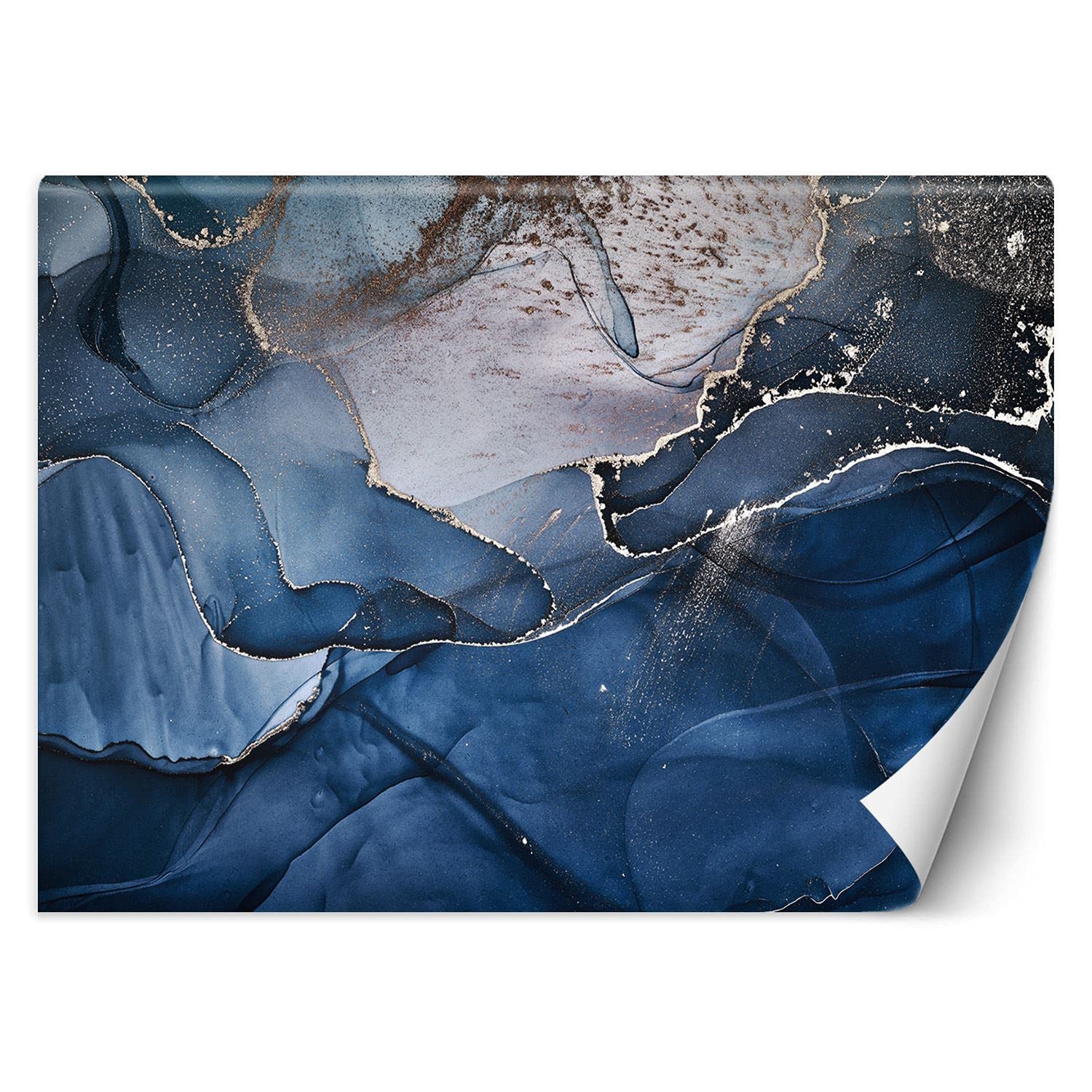 Feeby Carta Da Parati Minerale Sezione Trasversale Marmo 350x245 cm blu Fotomurale Tessuto Non Tessuto Per Casa Ufficio Camera Da Letto Gabinetto Soggiorno Astratto Struttura Pietra