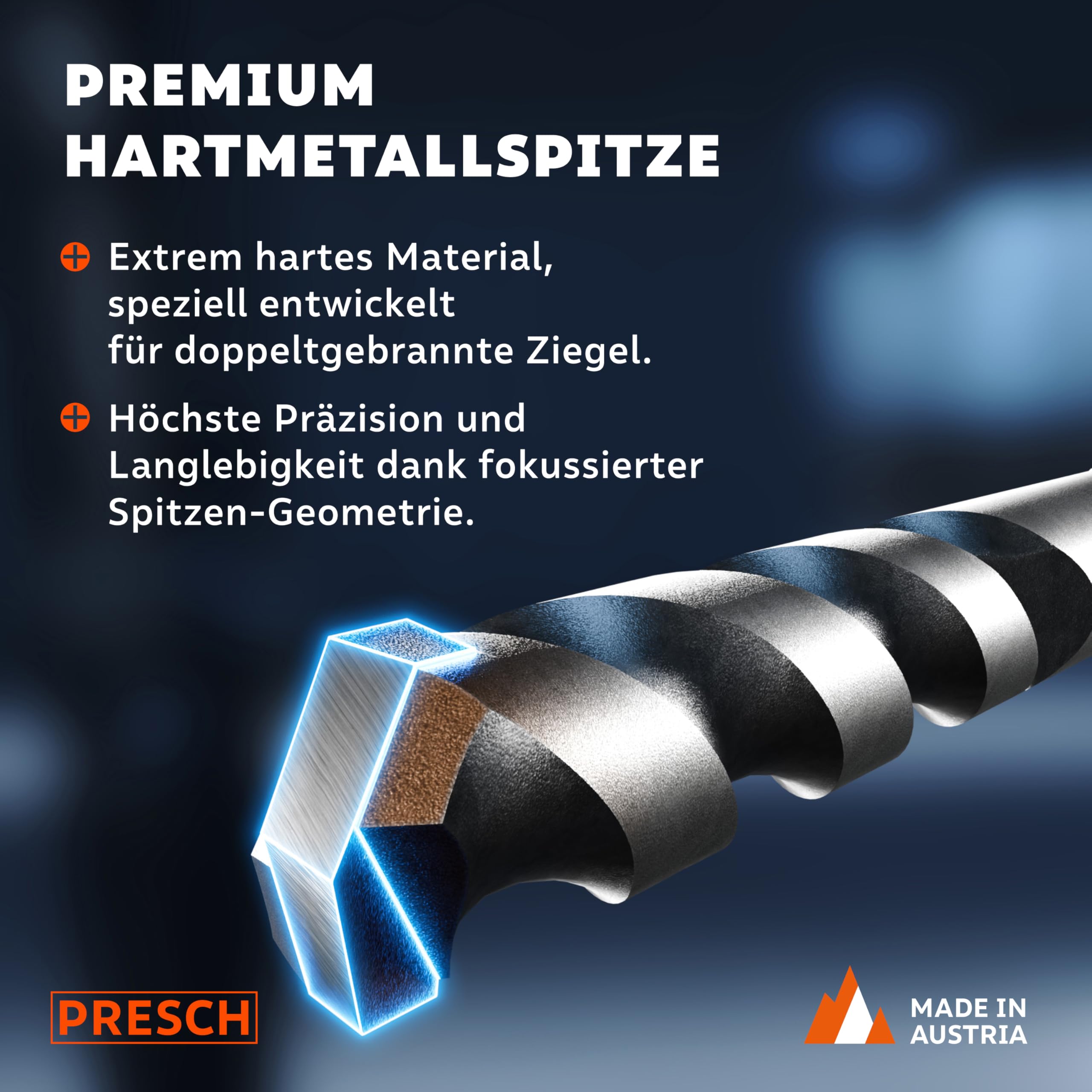 PRESCH Dachziegelbohrer 5mm (10 Stk.) – Rissfreie Bohrungen in härtesten Dachpfannen - Dachpfannenbohrer mit Sechskantschaft & Hartmetallspitze – Extrem robuste Fliesenbohrer, Steinbohrer etc.