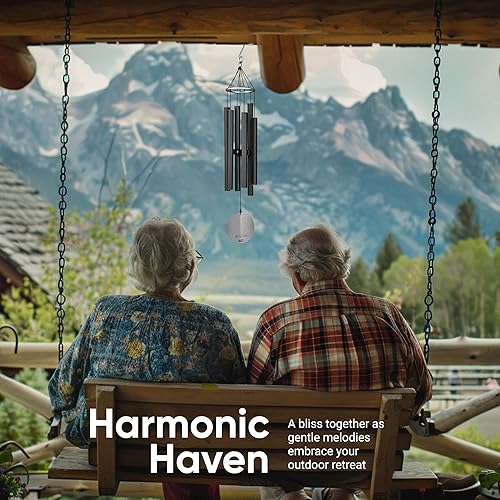 Miniatura 9 de Nature's Melody Aureole Tunes - Campanilla de viento para exteriores con 6 tubos afinados a escala pentatónica C, 100% aluminio inoxidable, acabado