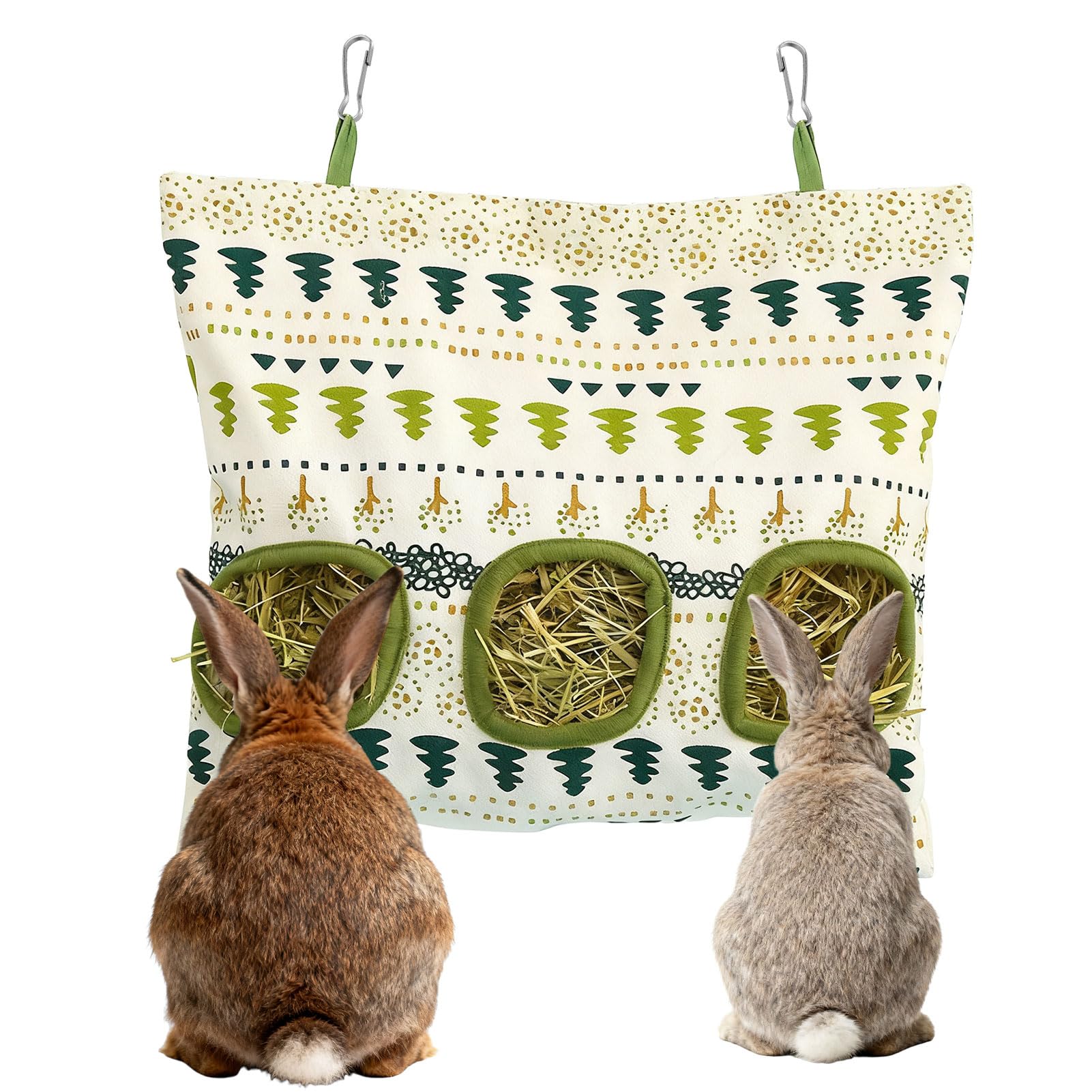 Sac A Foin Lapin, Sac A Foin, Ratelier Foi n Lapin, Distributeur de F OIN, S AC de Foi n Suspendu avec 3 Fenêtres pour Petits Animaux,Lap in/Chinchilla/Cochons d'Inde