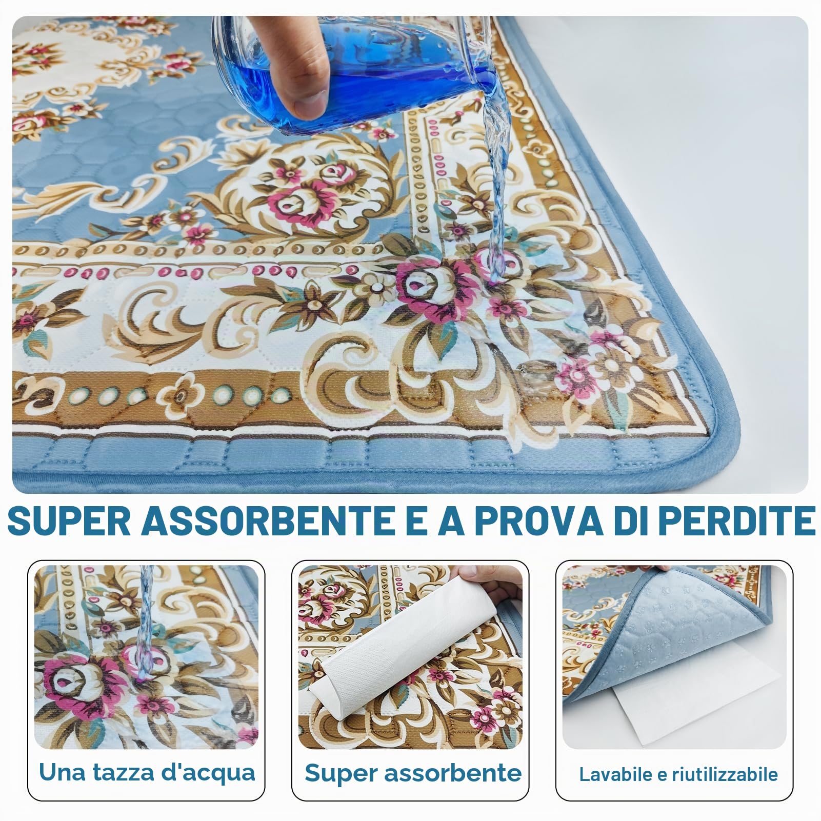 Tappetini Lavabili per Cani, 2 tappetini con feromoni, 60x45 cm | Tappetino assorbente riutilizzabile per cuccioli, super assorbente e impermeabile, ideale per l'addestramento di animali