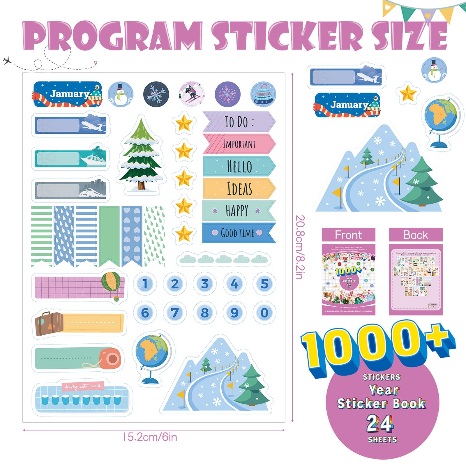 Colorful Aesthetic Planner Stickers, 24 Sheets 1000pcs to-do List Stickers for Adults Planner Journal Stickers - Image 2