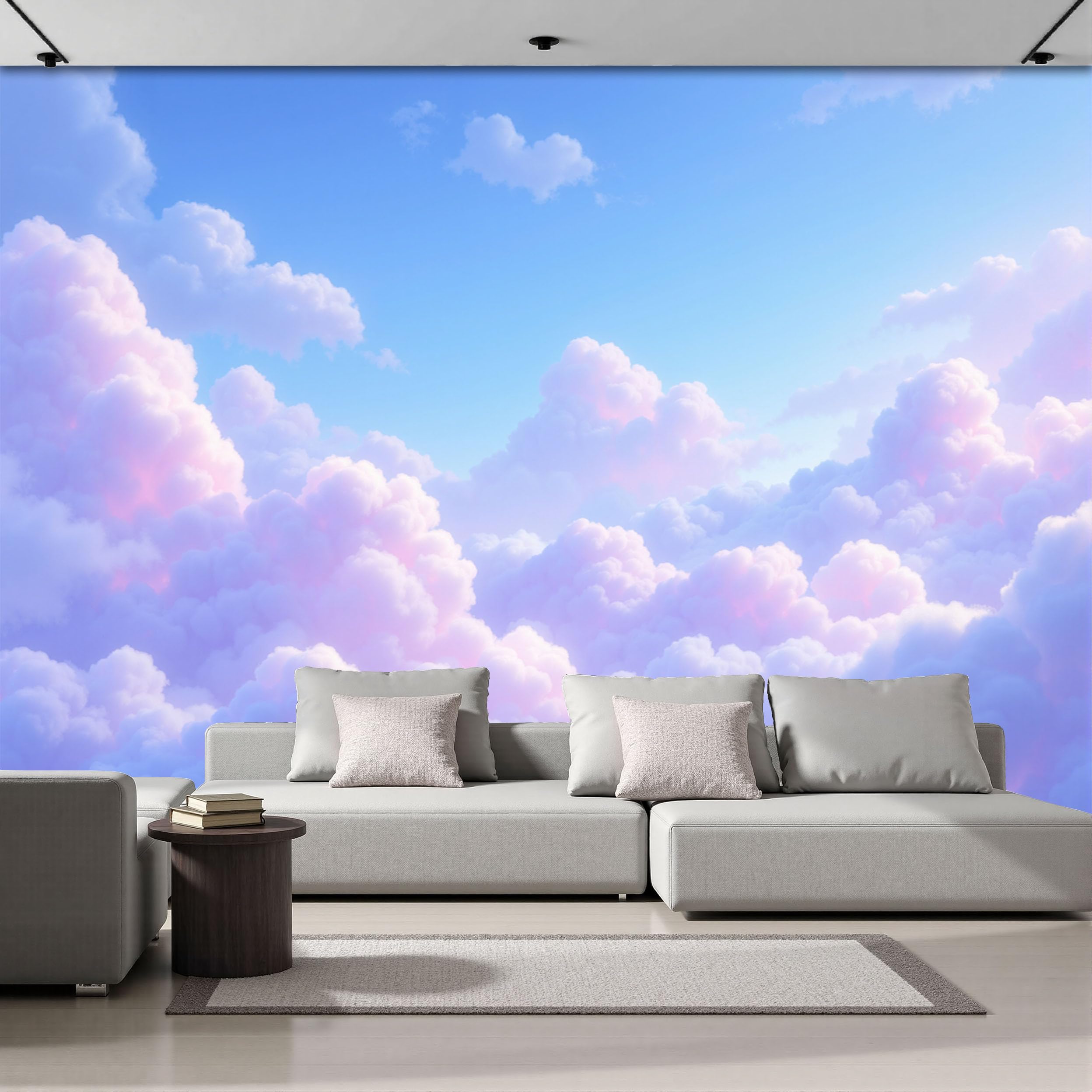 Papier peint panoramique bleu poudre revêtement mural haut de gamme paysage de rêve