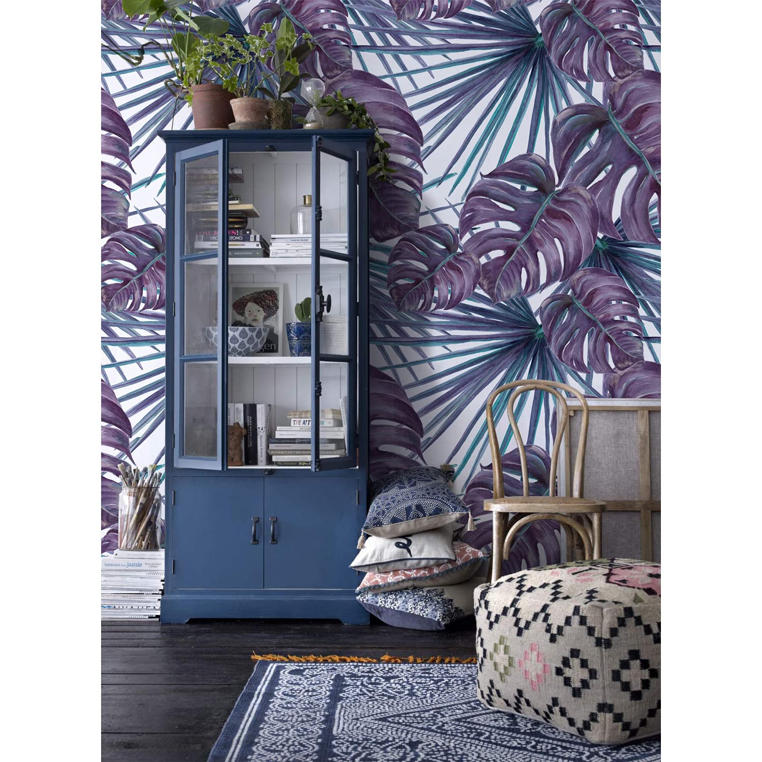 Décoration Stickers Muraux Plantes Tropicales 208x146 cm Papier Peint Auto-Adhésif Cuisine