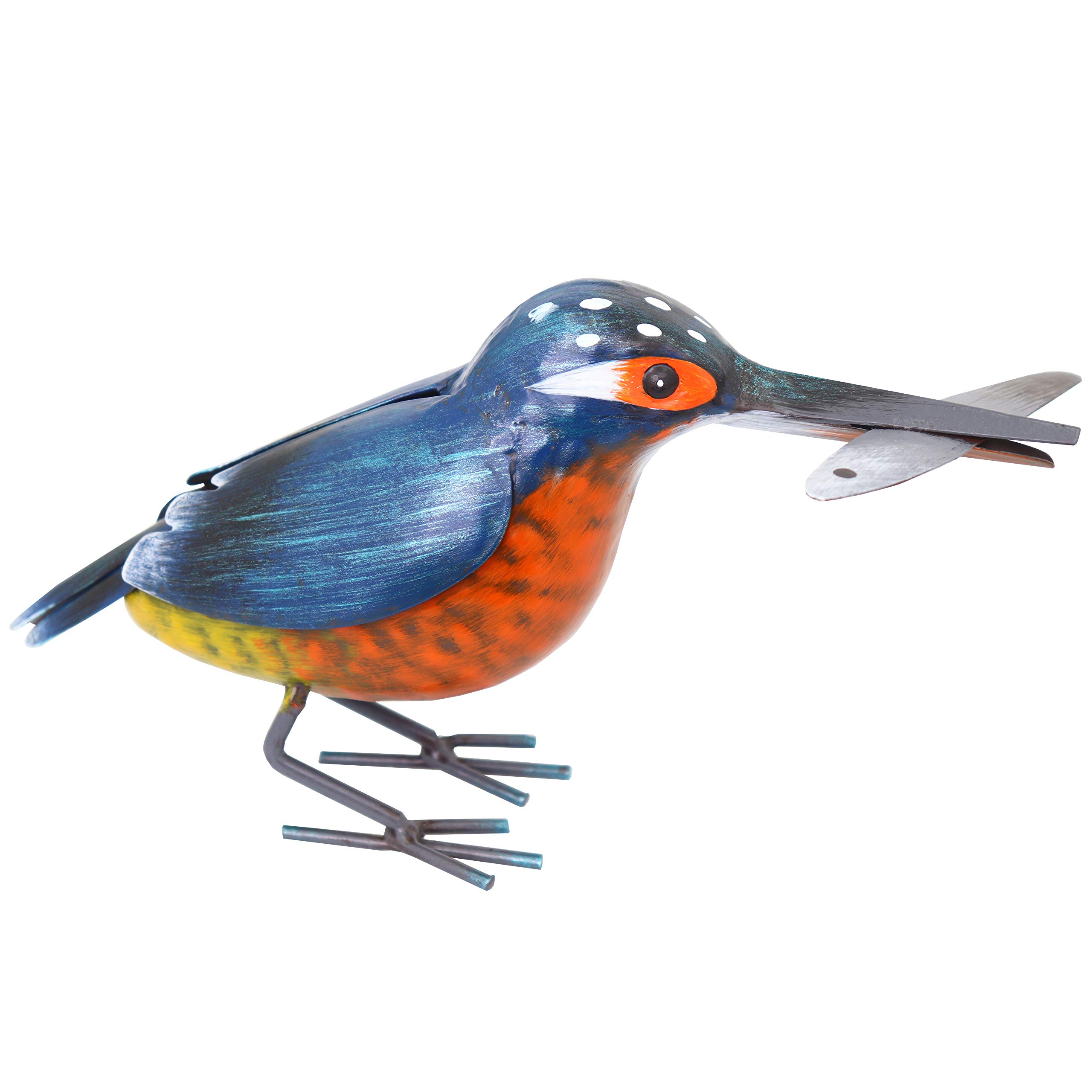Primus Metal Kingfisher Garden Ornament Sculpture Gift, Hand Painted, 20 x 8.5 x 12cm