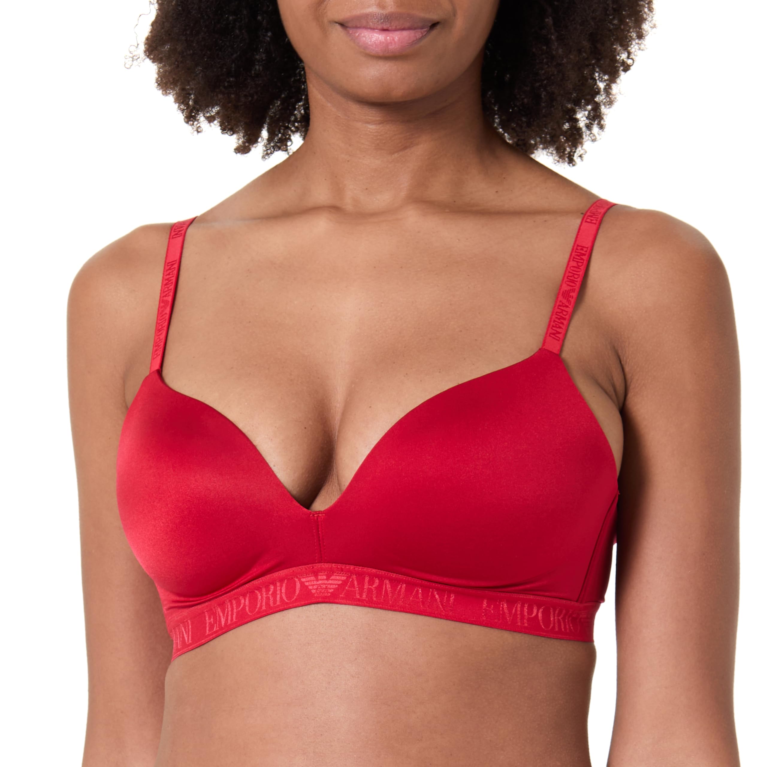 Emporio Armani Woman's Iconic Microfiber Padded Triangle Bra RED M