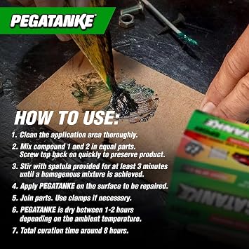 PEGATANKE - Black 2 Part Epoxy Resin & Cold Weld Adhesive | High Strength Liquid Metal Glue for Fuel Tanks & General Repair | High Temperature Epoxy for Cold Welding Waterproof Bonds (1.48 oz)
