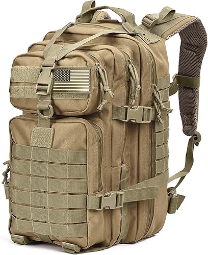Tru Salute 45L Military Tactical Backpack Large Army 3 Day Assault Pack Molle Bug out Bag Rucksack (Tan)