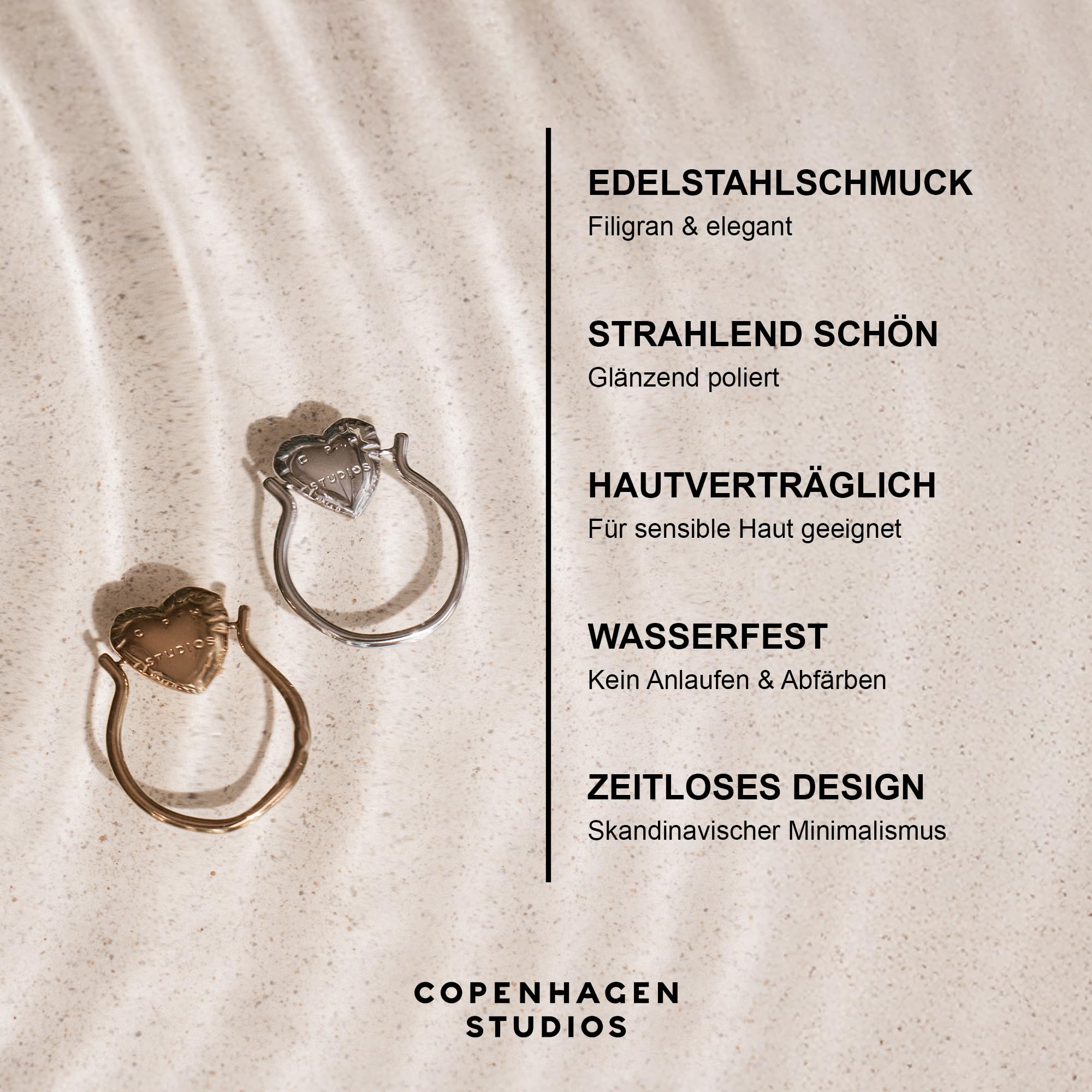 Copenhagen STUDIOS Ring Balloon Hearts - Damenring mit Herz-Design - Edelstahl poliert - wasserfest & hautfreundlich