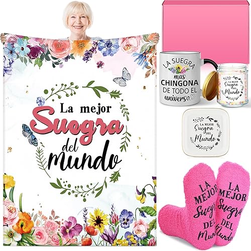 6 piezas de regalos de Navidad española para suegra, La Mejor Suegra Del Mundo, Suegra MáS Chingona De Todo El Universo, MáS Linda Del Mundo para