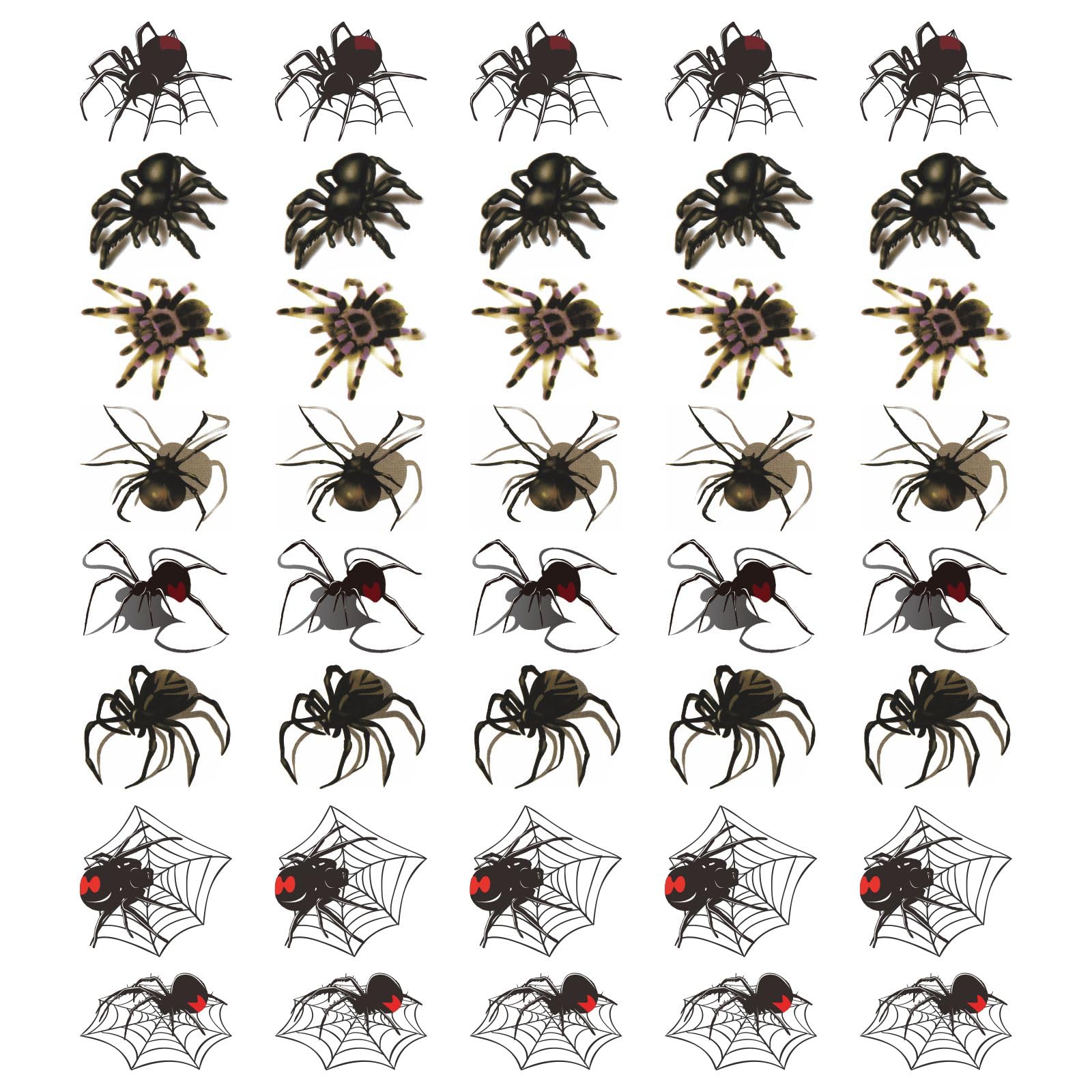 Womaha 40 Halloween Spiders Temporary Tattoo Stickers for Adults Waterproof Body Spider Web Tattoos for Kids - Image 2