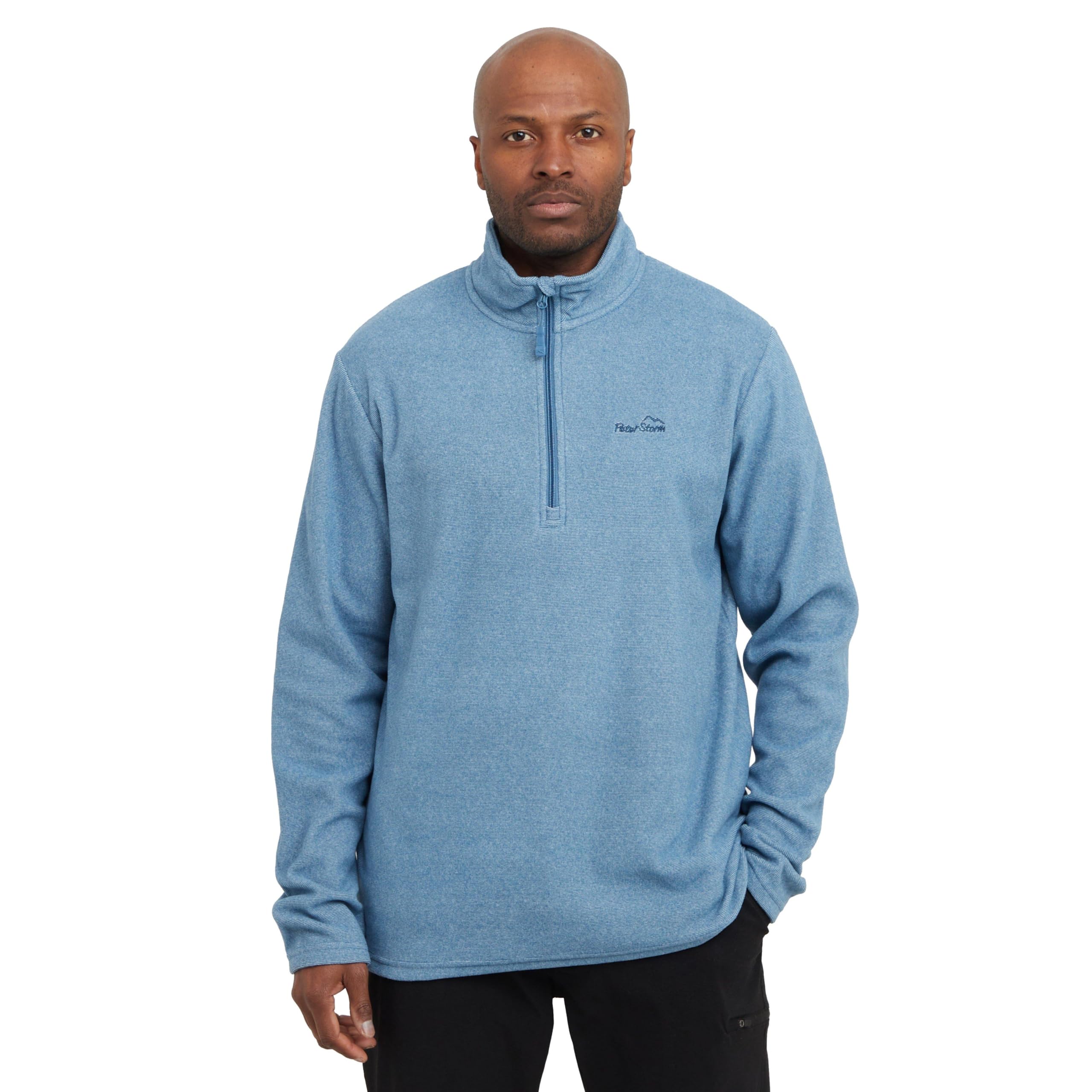 Peter Storm Men's Bracken Half Zip Fleece with Fitted Collar & Hem, Lightweight 60g Brushed Microfleece Midlayer Pullover (UK, Alpha, XXL, Regular, Regular, Blue Stripe)