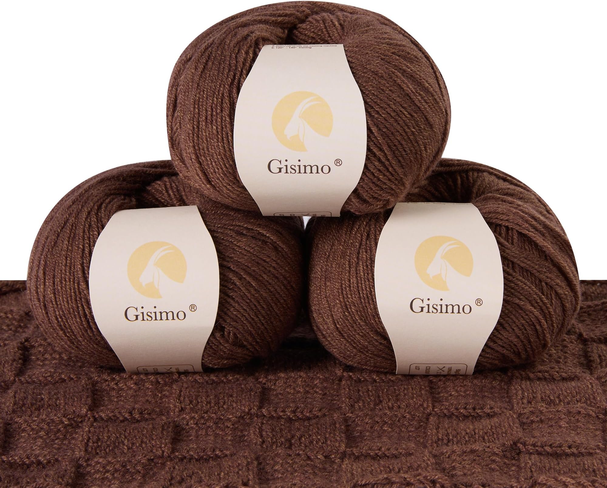 100% Inner Mongolian Cashmere Yarn, 6-Ply Luxurious and Soft Yarn for Hand Knitting & Crocheting (Coffee,3 Balls)