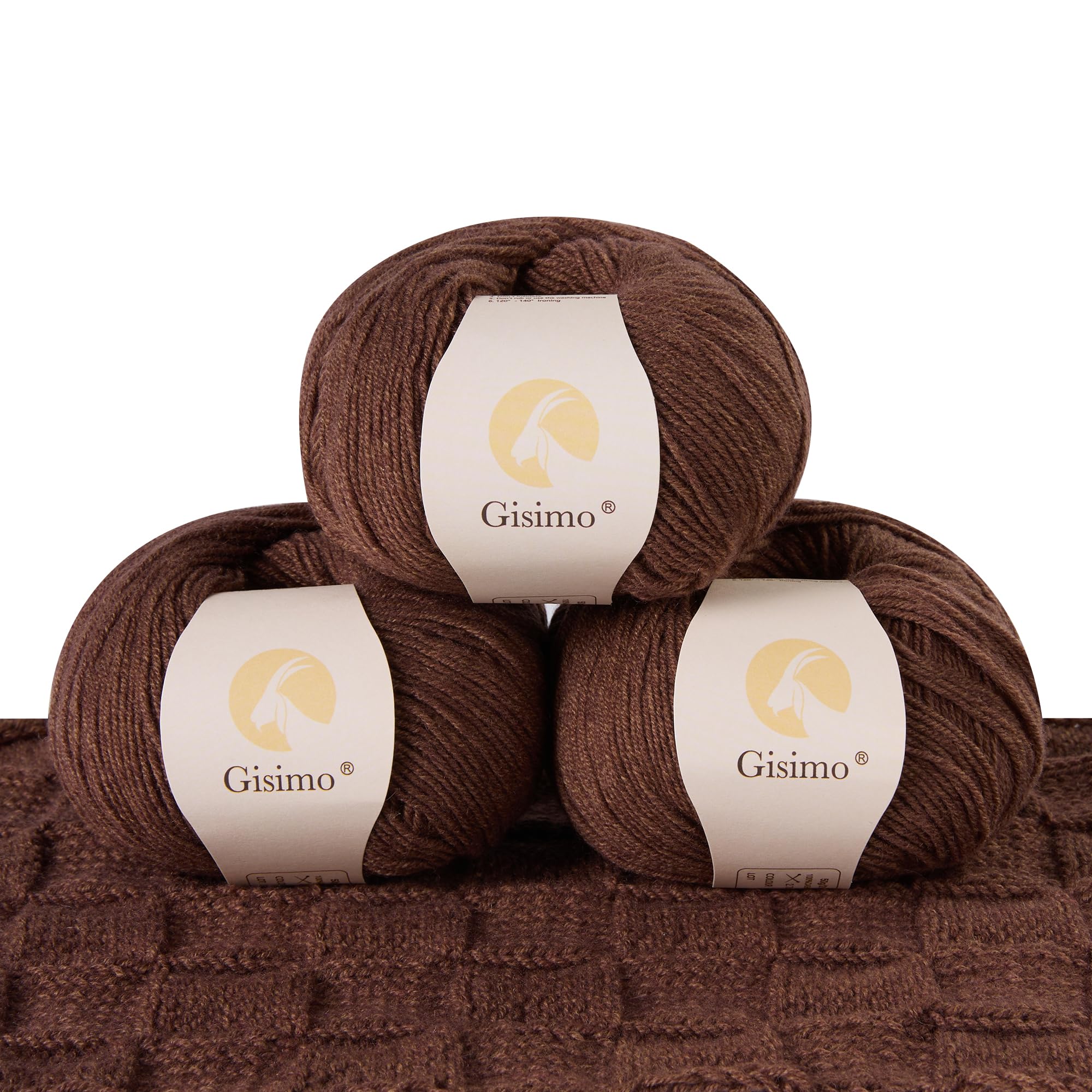 100% Inner Mongolian Cashmere Yarn, 6-Ply Luxurious and Soft Yarn for Hand Knitting & Crocheting (Coffee,3 Balls)