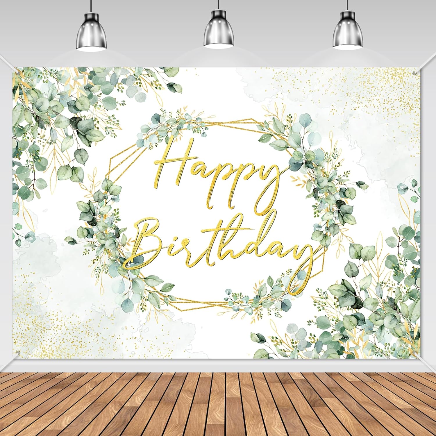 Avezano Sage Green Birthday Backdrop Greenery Eucalyptus Leaves Birthday Party Background Bday Party Decorations for Women Adults 7 x 5 ft 83x59 inch