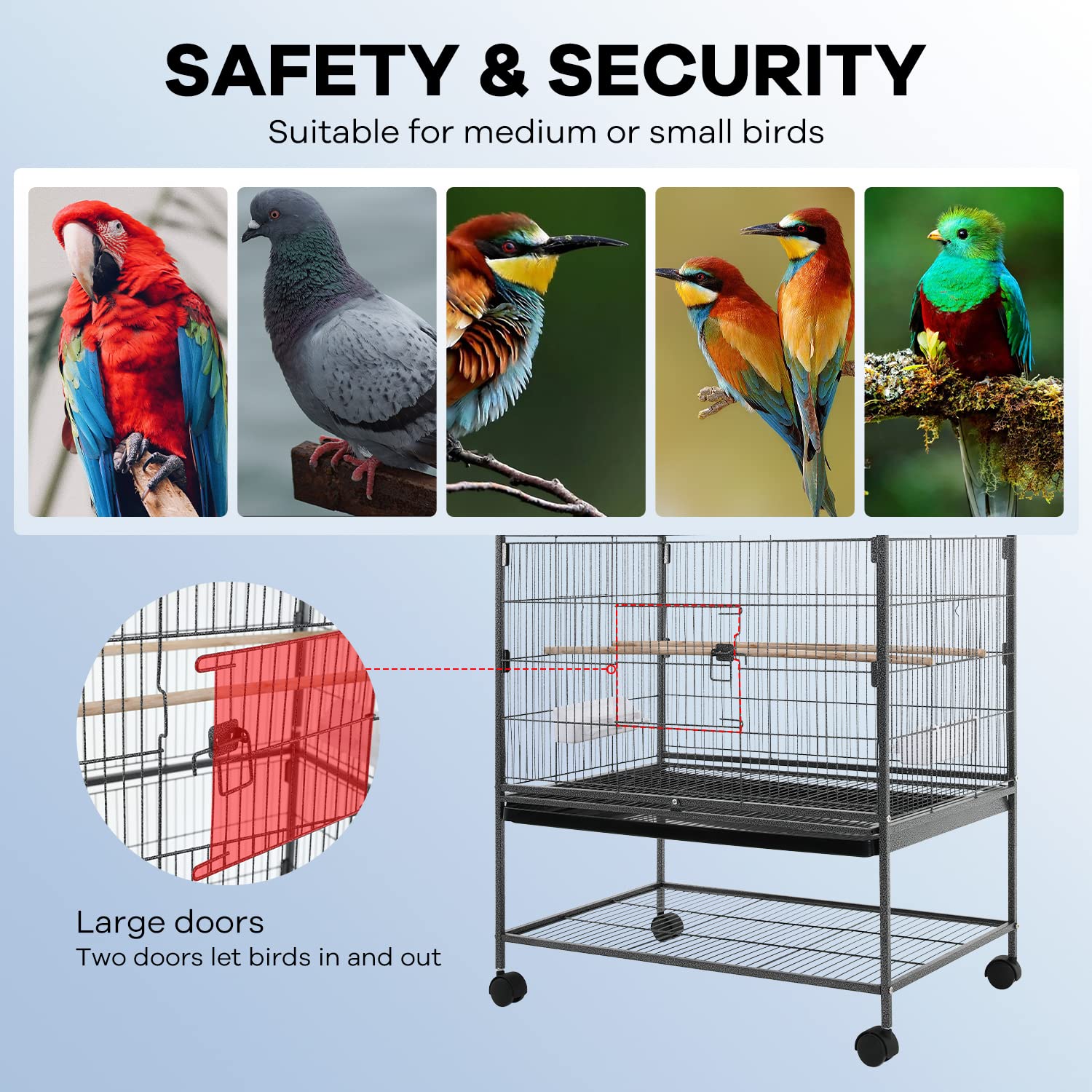 Bird Cage, Large Parrot Cage 53inch Birdcage Wrought Iron Large Flight