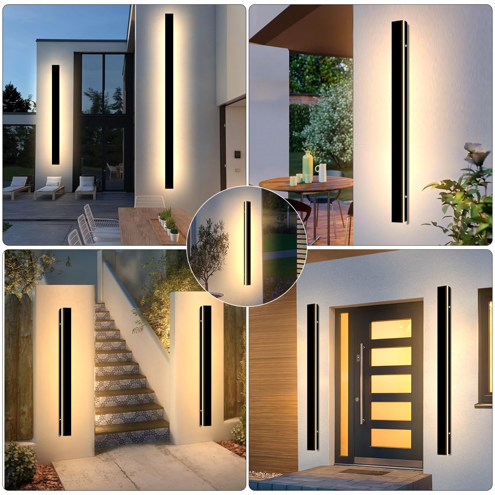 Lange Wandleuchte Aussen Mit Fernbedienung LED Wandleuchte Villa Außen Wandleuchte Schwarz Wasserdicht IP65 Stufenloses Dimmen LED Wandleuchte Für Terasse/Garden/Korridor (1 Pack 80cm)