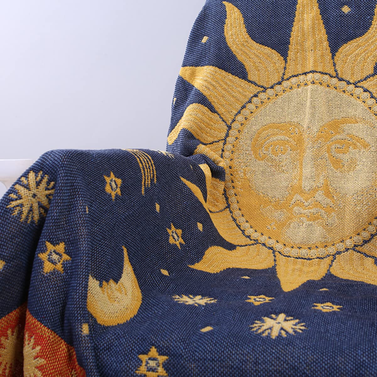 太陽 月 星 ブランケット マルチカバー ソファーカバー 124x95