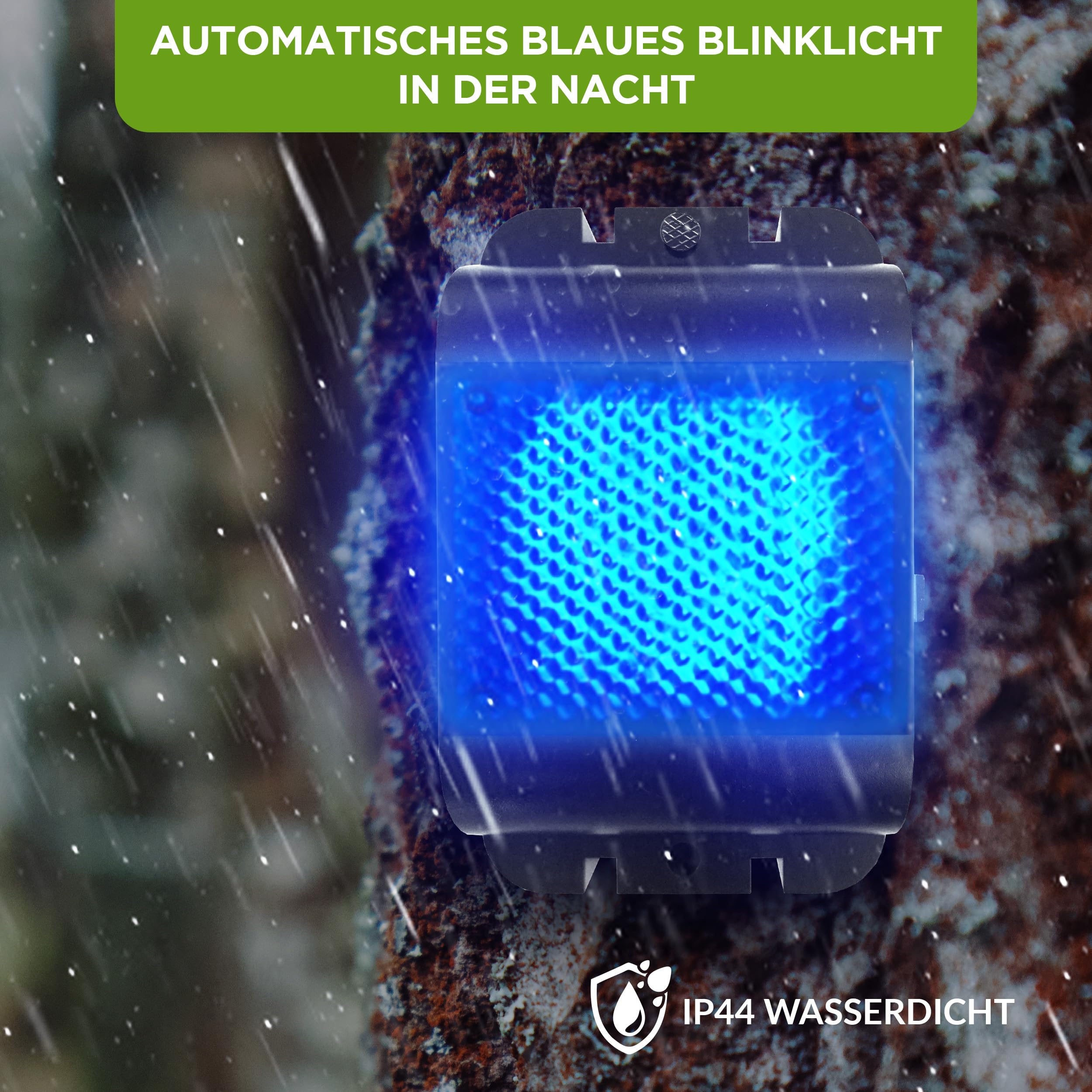 ISOTRONIC Tiervertreiber zur Abwehr von Waschbären, Rehen, Füchsen & Wildschweinen – Wildtier Vertreiber mit blauem LED-Licht – effektive Tierabwehr mit 40m² Wirkungsbereich (6 Stück)