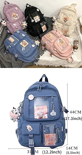 Miniatura 3 de Mochila Kawaii Girl Linda Mochila Estética para la Escuela, Azul, Mochilas Daypack