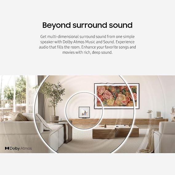 Samsung LS60D Music Frame Smart Speaker with Dolby Atmos Audio, Q-Symphony, Customizable Design, Wide Range Sound, Wireless Wi-Fi and Bluetooth Music Streaming, HW-LS60D/ZA