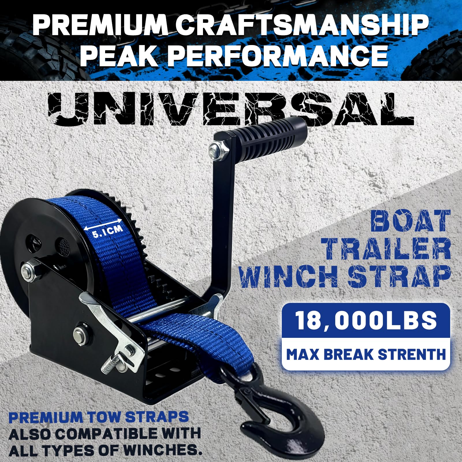 Boat Winch Strap with Hook (2" x 20ft) - 18,000lb Break Strength, Heavy Duty Replacement Trailer Winch Strap with Safety Hook - Fits Pontoon, Fishing Boat, Powerboat & Jet Ski Trailers. - 3